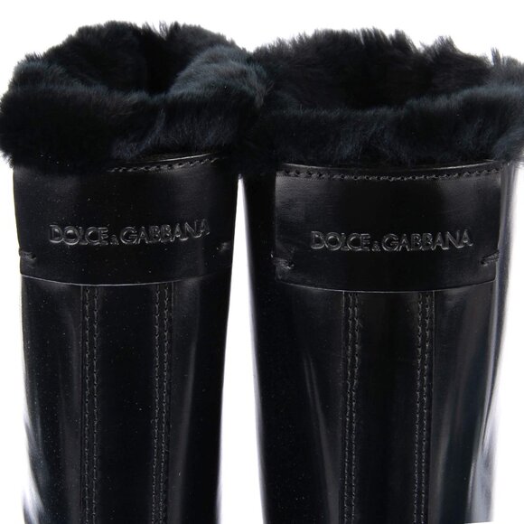 Dolce & Gabbana - Leather Boots BIKER with Fur and Logo Black EUR 35,5 - Picture 3 of 5